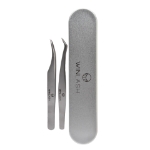 Dual Eyelash Tweezers Set with Metal Case