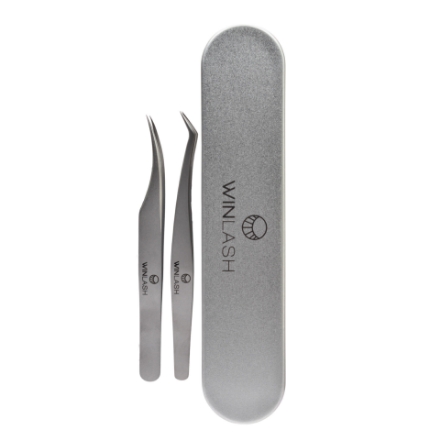 2 Pcs Eyelash Tweezers Set – Volume & Isolation with Case | WINLASH DUBAI winlash 2 pcs eyelash tweezers set for volume and isolation with metal case