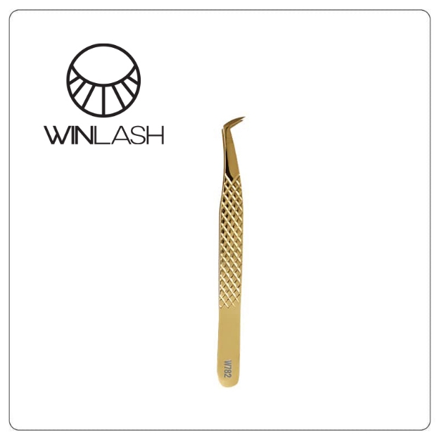 Winlash W7 gold diamond grip volume lash tweezer curved tip tool