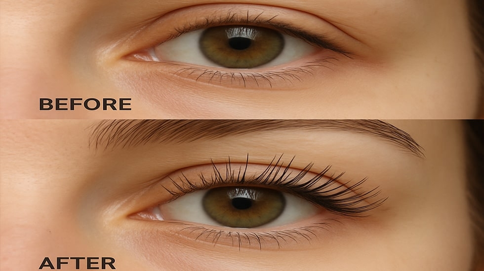 Vitamin Lash Botox before and after results | Natural voluminous lashes with Winlash treatment Vitamin Lash Botox before and after: Longer, curled, and healthier lashes after treatment