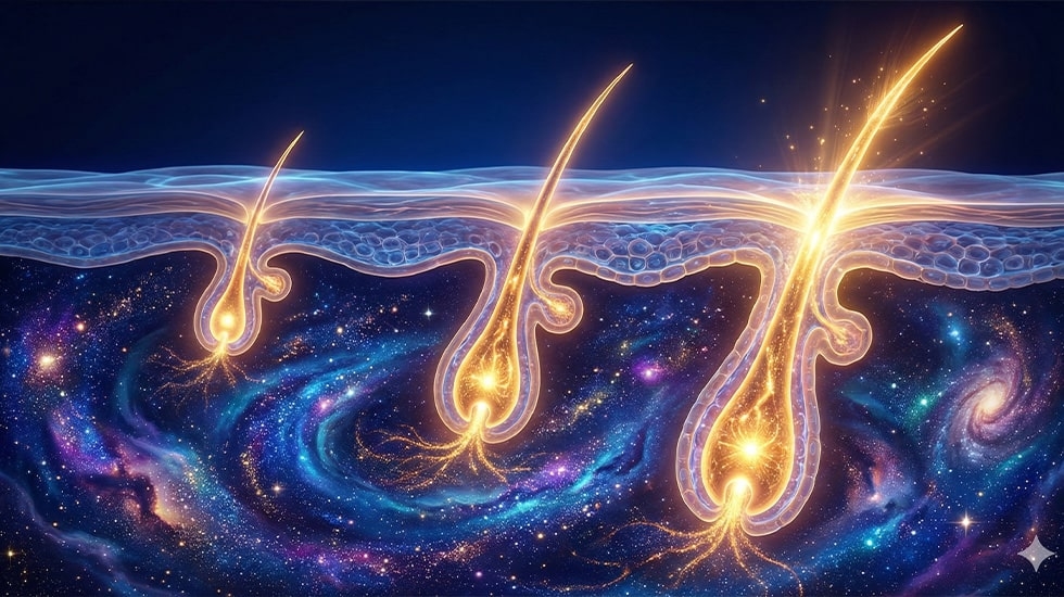 Detailed diagram of the eyelash growth cycle phases: Anagen, Catagen, and Telogen