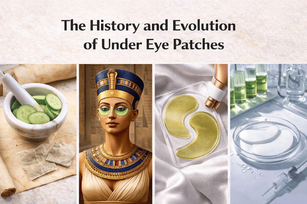 Evolution of under eye patches from cucumber slices to modern hydrogel and reusable silicone pads for skincare and lash extensions
