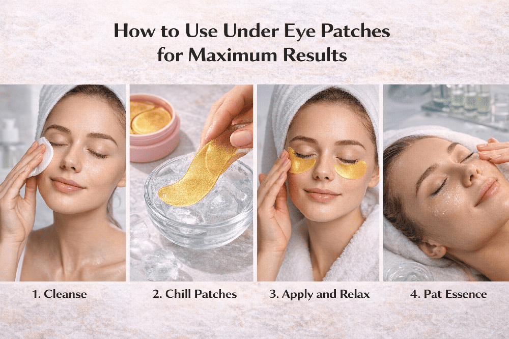 Step-by-step application of under eye patches – correct placement for hydration and best results