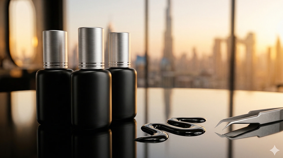 Professional eyelash extension glue and individual lash adhesives on display for UAE lash artists | Winlash Dubai