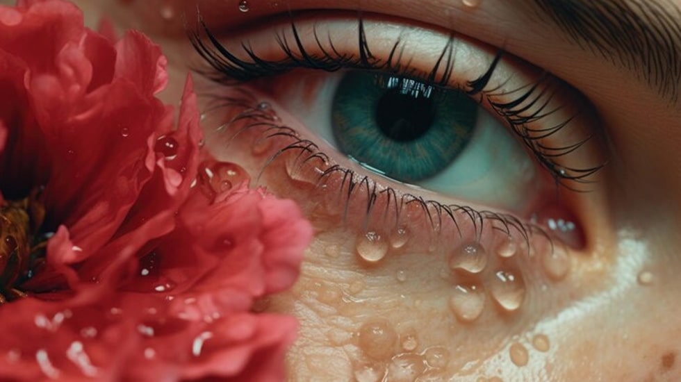 Eyelid swelling and contact dermatitis from eyelash extension glue — puffy red eyelids example | winlash dubai