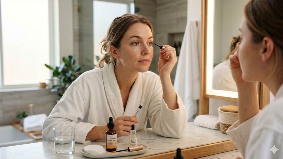 Home care routine and recovery products for damaged lashes after over-processing