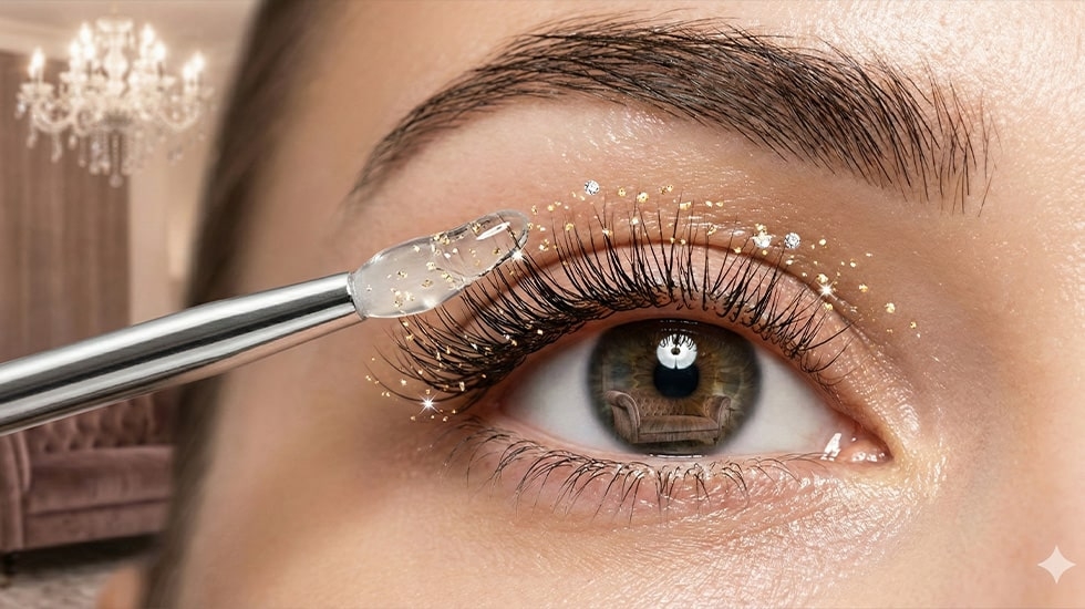 Targeted Vitamin Treatments for Lash and Brow Health Applying vitamin-enriched serum to eyelashes and eyebrows for growth and nourishment