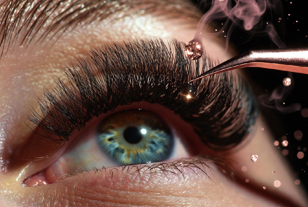 How to properly hold and use professional lash tweezers for perfect isolation and placement Professional lash technician using precision eyelash extension tweezers during application - Winlash Dubai