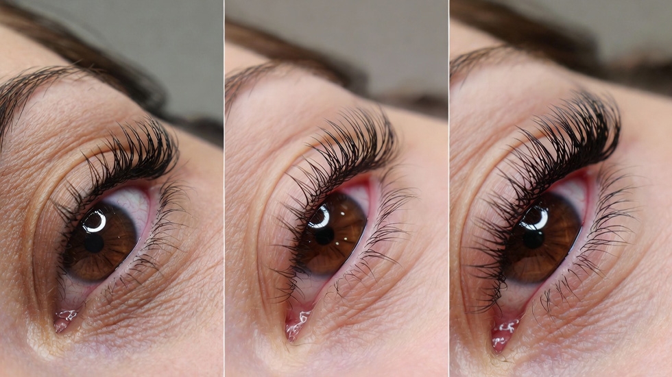 Comparison of Classic, Hybrid, and Volume eyelash extension styles by Winlash Dubai