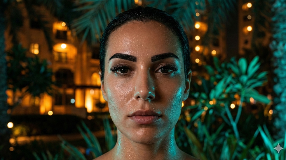 Brow tint results showing longevity in humid UAE weather