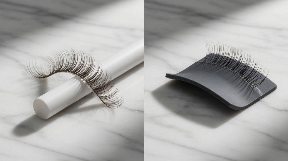 The Physics of Lash Lift: Shields vs Rods - Understanding L-Curl vs C-Curl in 3D Space | Winlash Lash Lift Shields vs Rods comparison - Flat shields create L-Curl while cylindrical rods create C-Curl