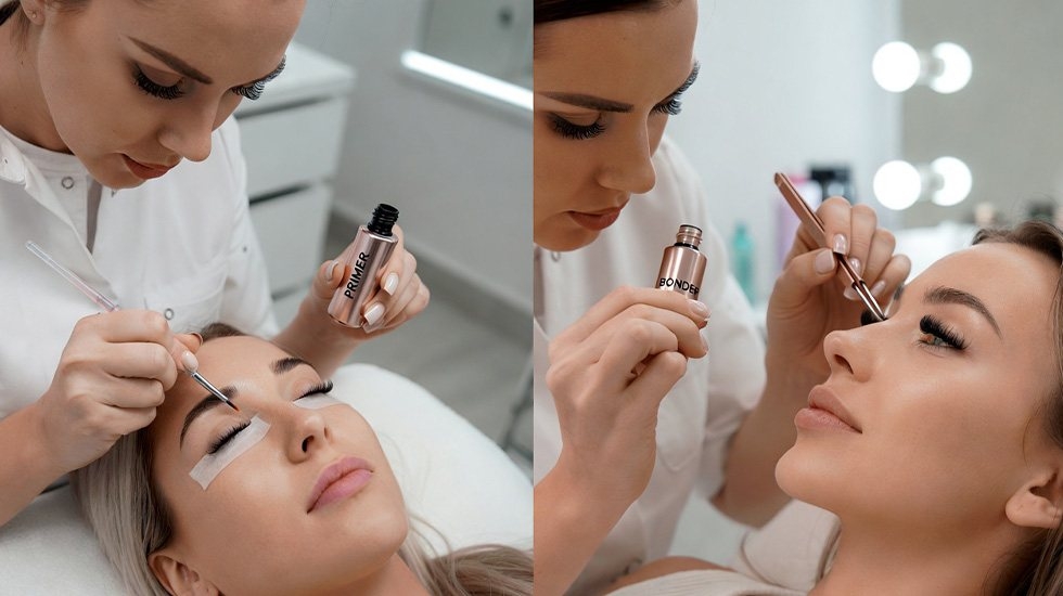 Side-by-side comparison of lash primer and lash bonder functions