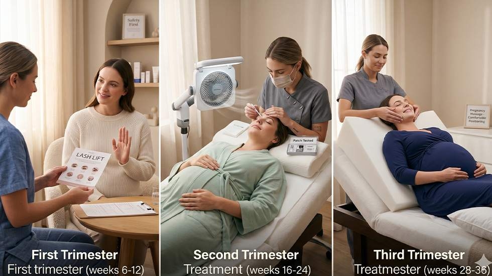 Trimester safety guide for lash lifts and brow lamination during pregnancy