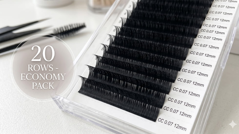 WinLash Fast Fan White Model - Professional 20-Row Tray UAE WinLash-White-Model-Intensely-Black-Fast-Fan-Lashes-20-Rows-Vietnam-PBT-Dubai-UAE-Lash-Tech-Supplies