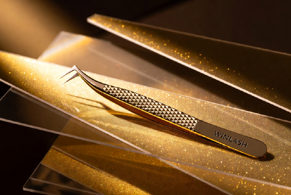 WINLASH W6 Diamond Grip Curved Tip Volume Lash Tweezer for Professional Eyelash Extensions | Winlash