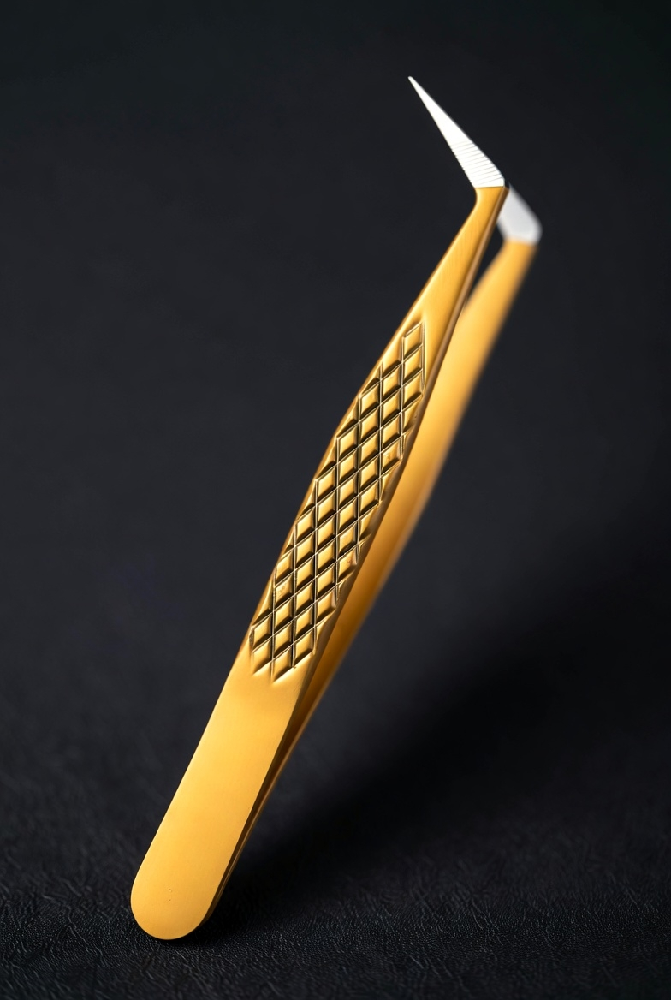 WINLASH W7 Diamond Grip Volume Lash Tweezer - Premium Stainless Steel with Diamond-Coated Tips