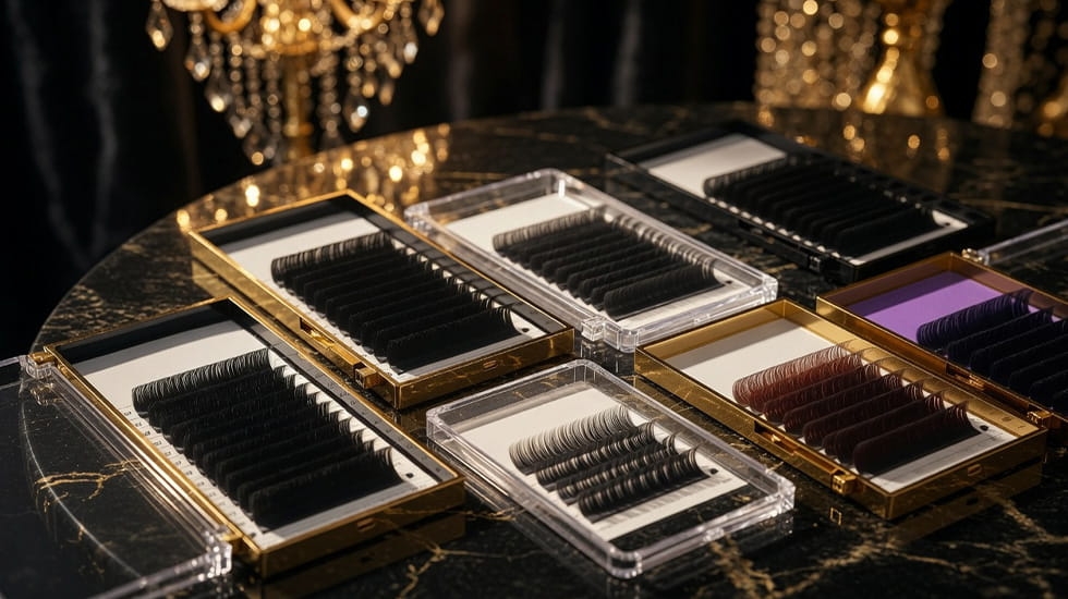 Professional Korean PBT eyelash extensions trays for classic volume and mega volume sets