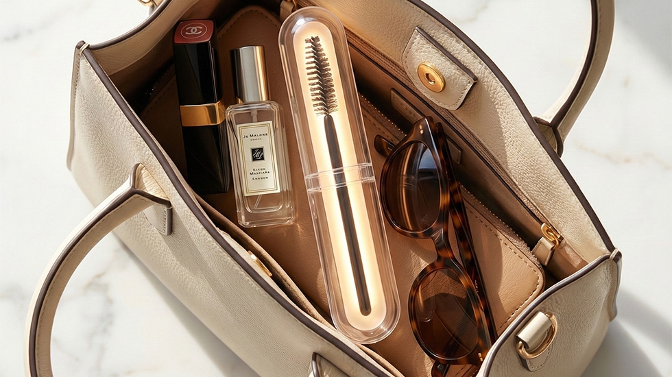 Hygienic reusable mascara wand with protective case for eyelash extension aftercare