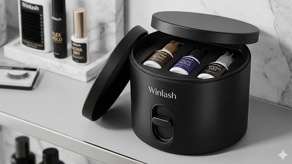 Professional vacuum-sealed lash glue storage container with humidity and temperature control