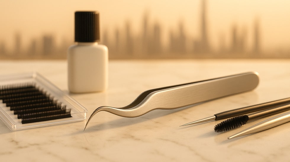 Winlash W2 curved tip lash tweezer for professional eyelash extension isolation in Dubai beauty salons