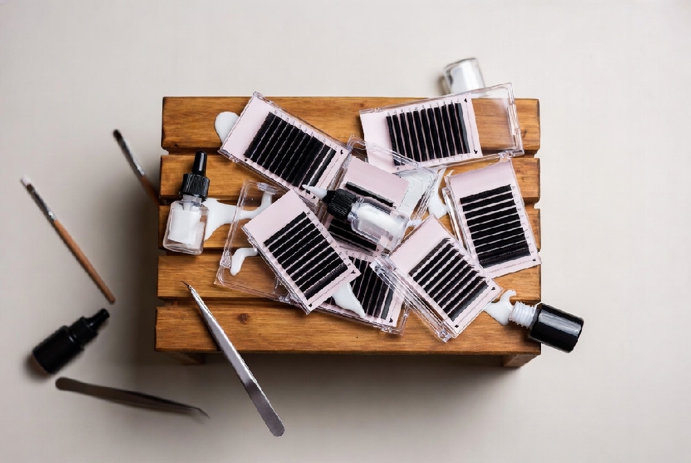 Professional magnetic double-layer lash tile for eyelash extension mapping and glue management