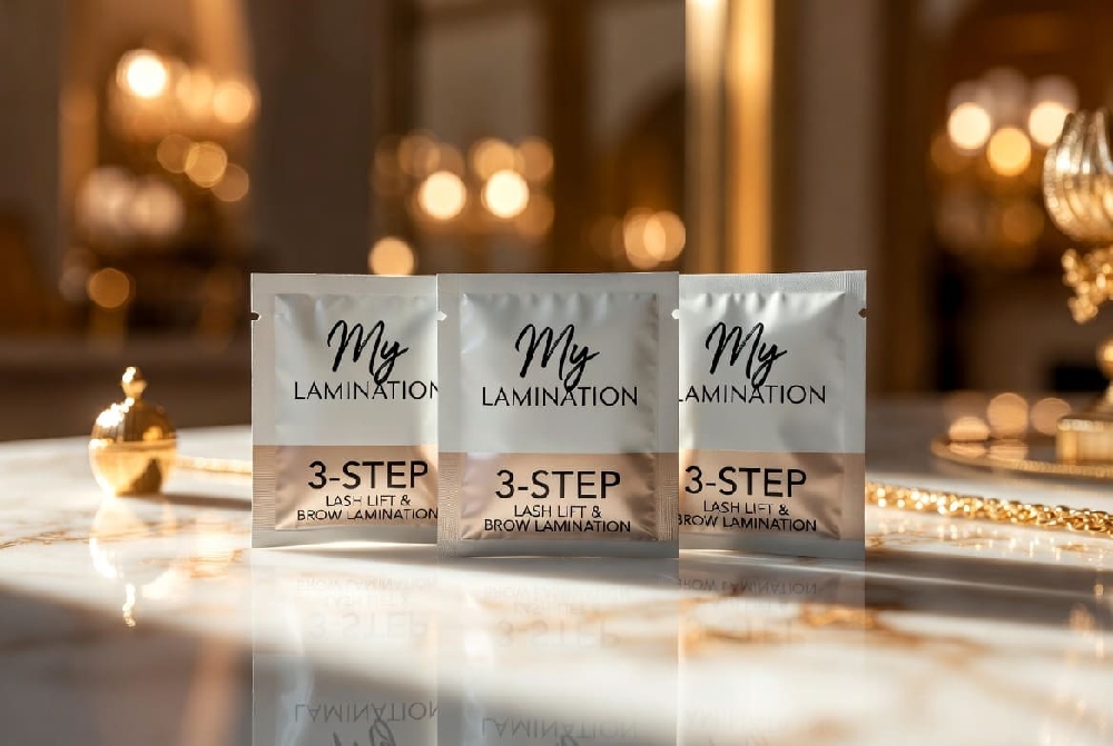 Best Lash Lift Kit Results: Before & After Brow Lamination and Keratin Lash Lift in Dubai | Winlash.ae Dramatic before and after transformation of lash lift and brow lamination on woman's eyes with perfectly curled glossy lashes and fluffy sculpted brows in luxurious Dubai salon style