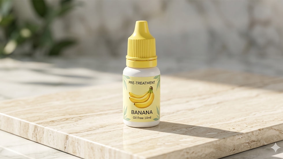 SKY Banana Lash Primer - Professional 10ml Pre-Treatment Tray UAE SKY-Banana-Primer-10ml-Lash-Extension-Pre-Treatment-Cleanser-White-Bottle-Yellow-Ribbed-Cap-Banana-Label-Travertine-Dubai-UAE