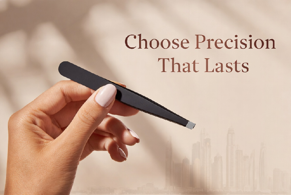 Premium stainless steel straight lash tweezers used by professionals in Dubai | winlash